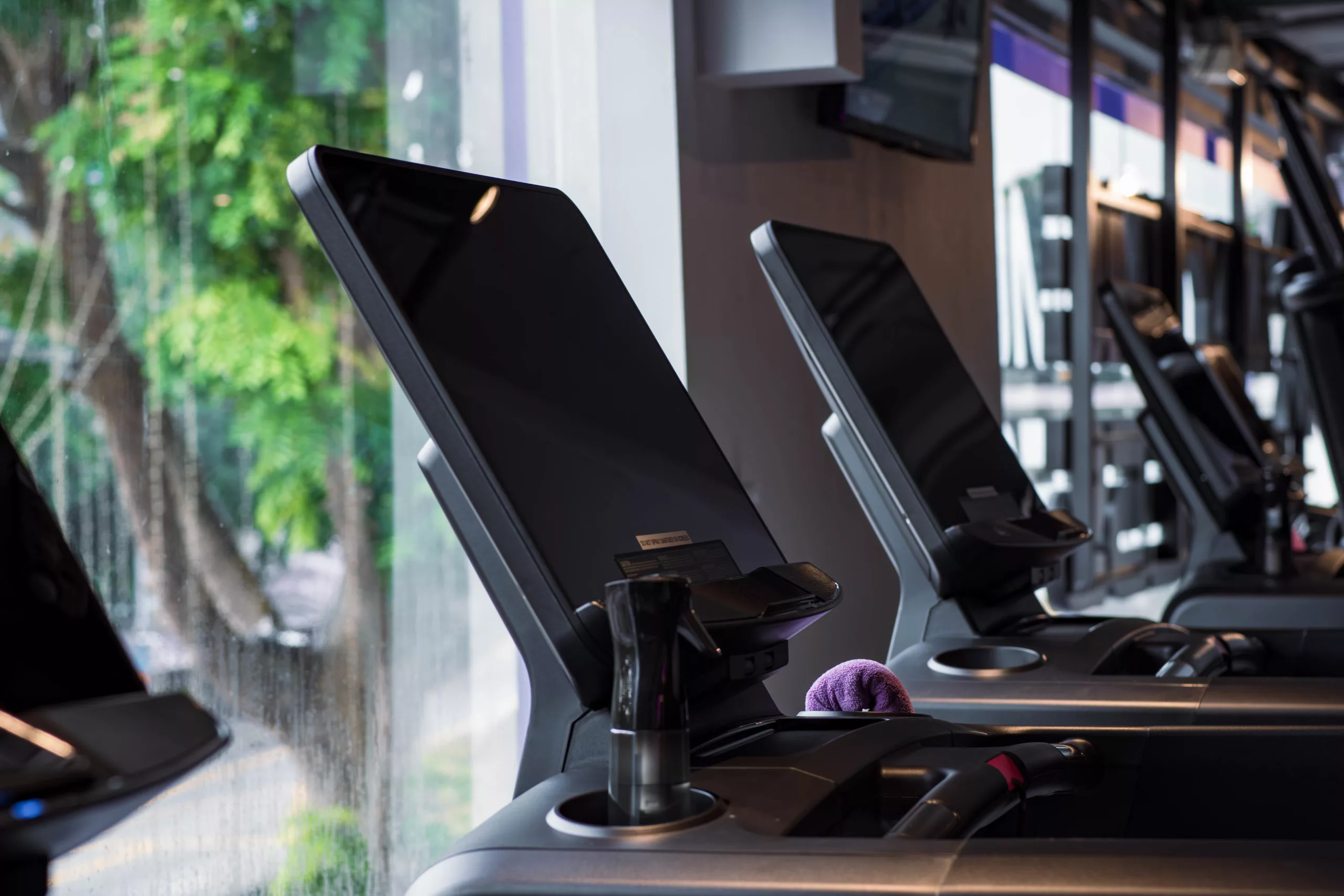 Top of new treadmills at Anytime Fitness New Queensway