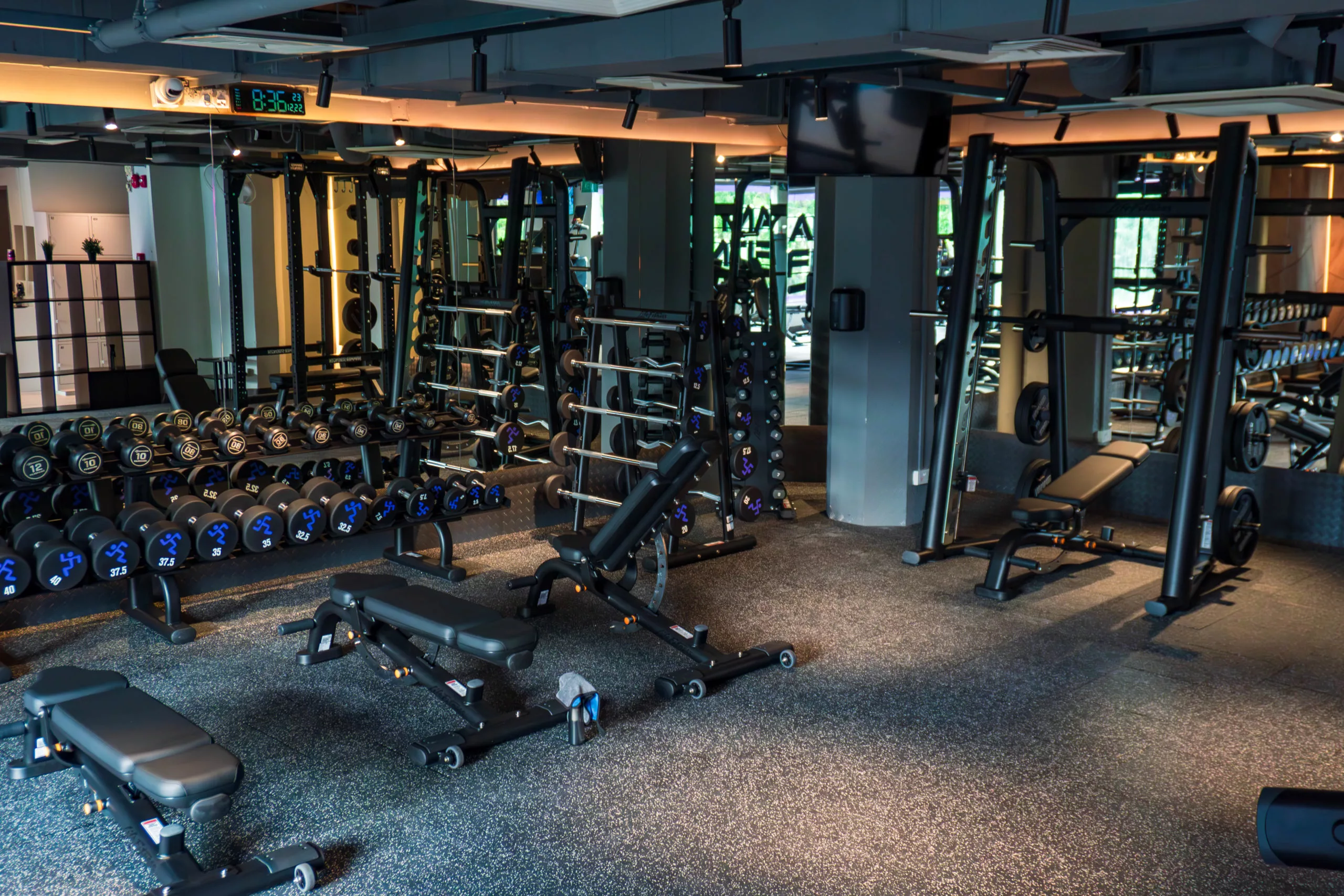 Free weight area at Anytime Fitness New Queensway